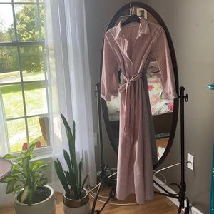 Red and white stripped midi dress - so fun!